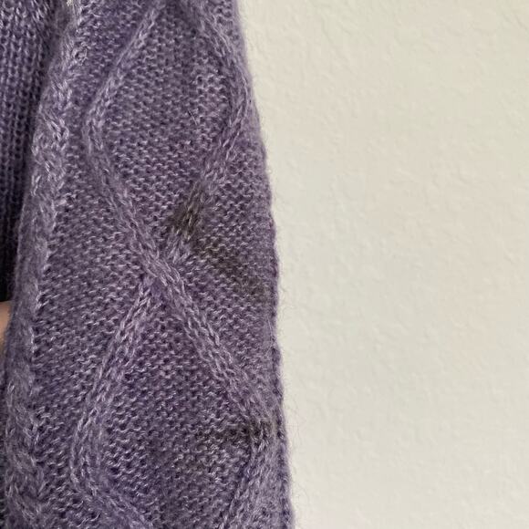 Chico’s Women’s 1 Medium Purple 3/4 Sleeve Cable Knit Cardigan Sweater - Picture 5 of 5